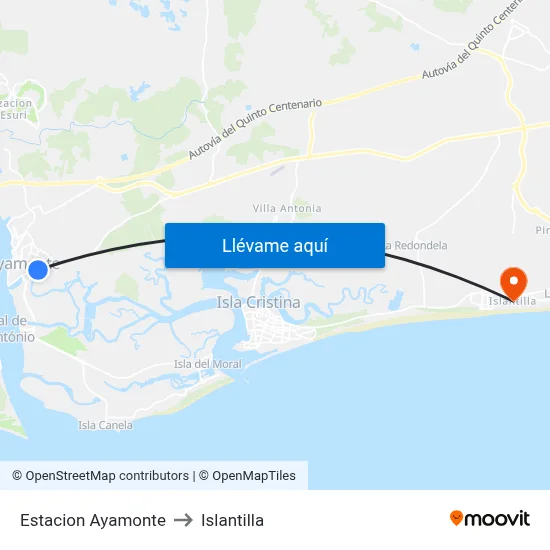 Estacion Ayamonte to Islantilla map