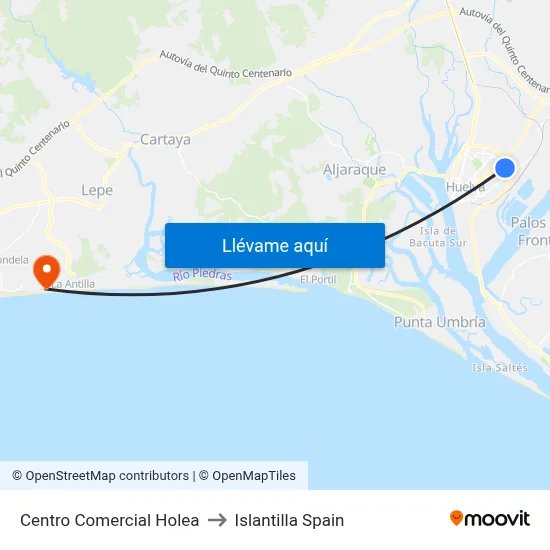 Centro Comercial Holea to Islantilla Spain map