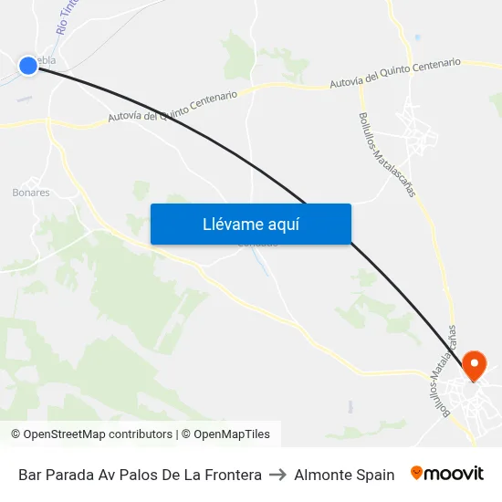 Bar Parada Av Palos De La Frontera to Almonte Spain map