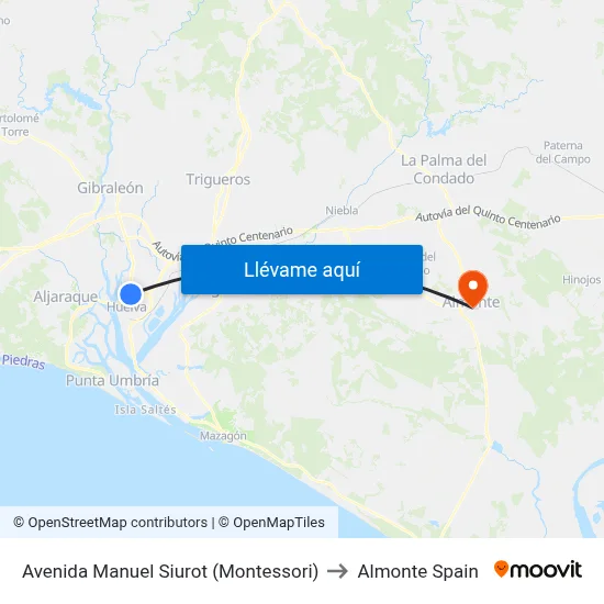 Avenida Manuel Siurot (Montessori) to Almonte Spain map