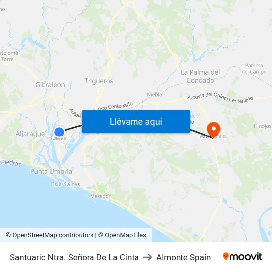 Santuario Ntra. Señora De La Cinta to Almonte Spain map