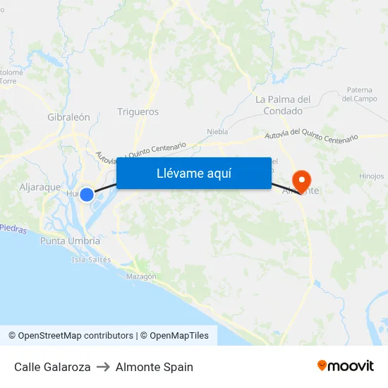 Calle Galaroza to Almonte Spain map