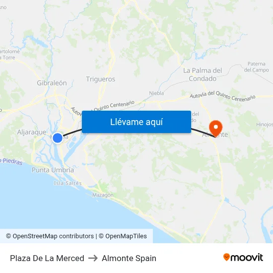 Plaza De La Merced to Almonte Spain map