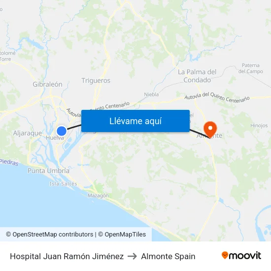 Hospital Juan Ramón Jiménez to Almonte Spain map