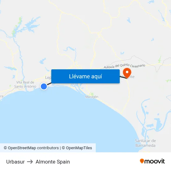 Urbasur to Almonte Spain map