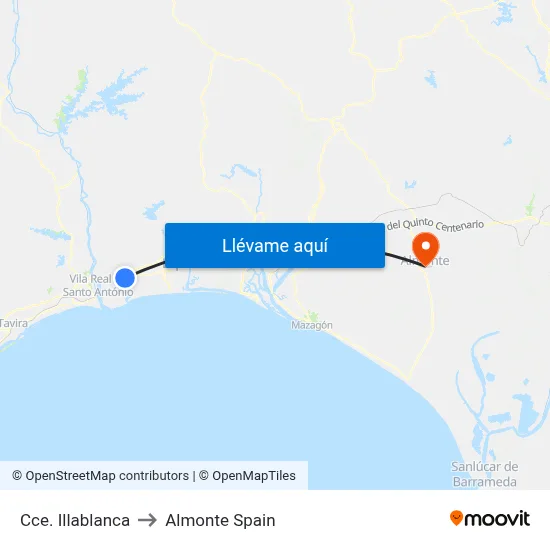 Cce. Illablanca to Almonte Spain map