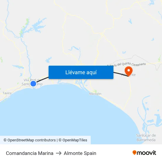 Comandancia Marina to Almonte Spain map