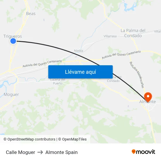Calle Moguer to Almonte Spain map