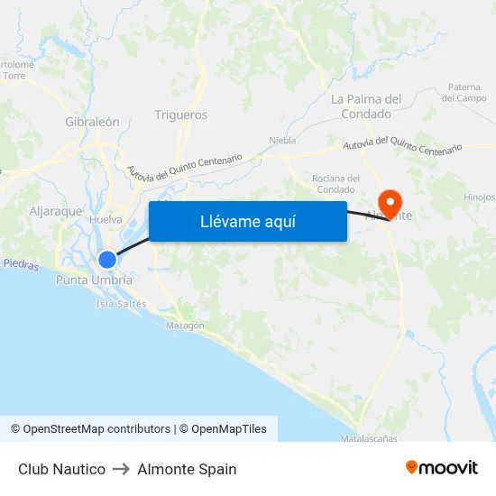 Club Nautico to Almonte Spain map