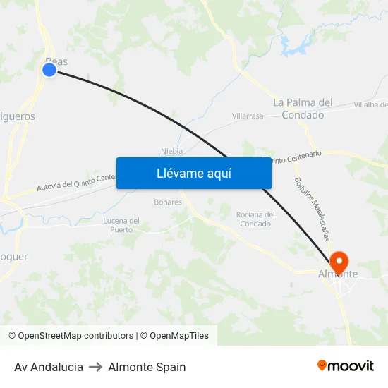 Av Andalucia to Almonte Spain map