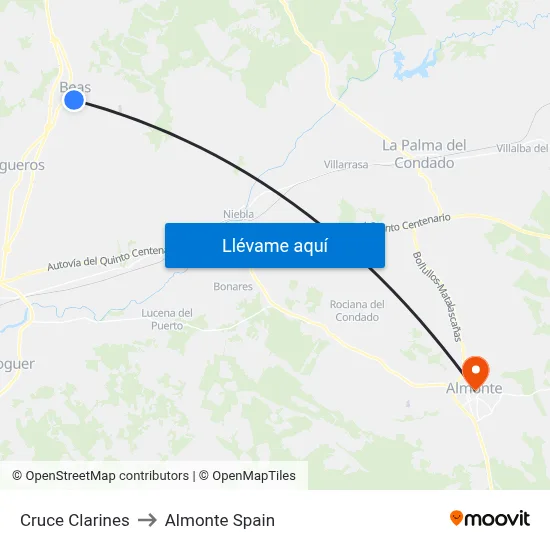 Cruce Clarines to Almonte Spain map