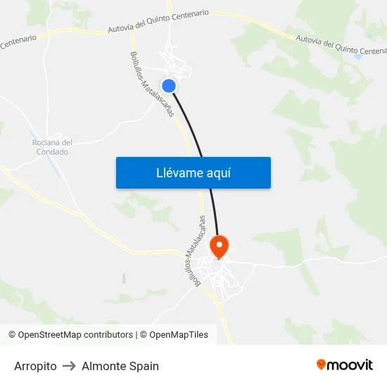 Arropito to Almonte Spain map