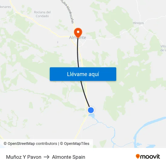 Muñoz Y Pavon to Almonte Spain map