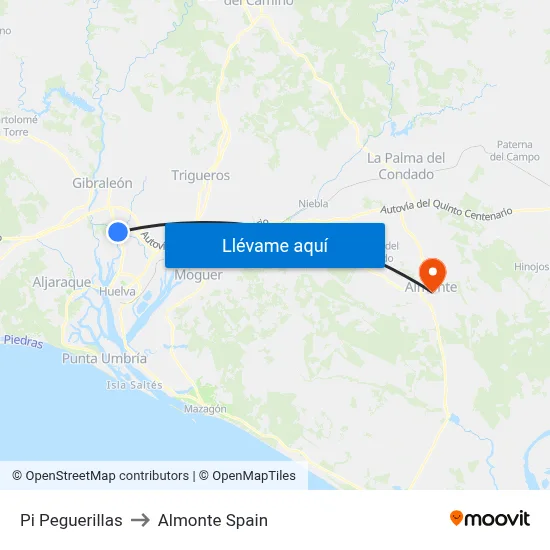 Pi Peguerillas to Almonte Spain map