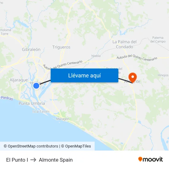 El Punto I to Almonte Spain map