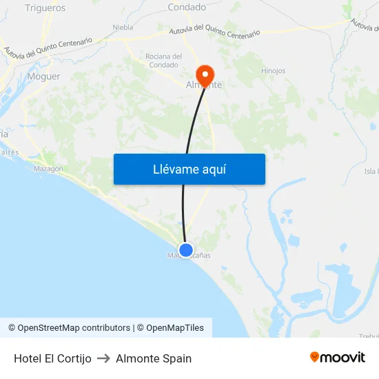Hotel El Cortijo to Almonte Spain map
