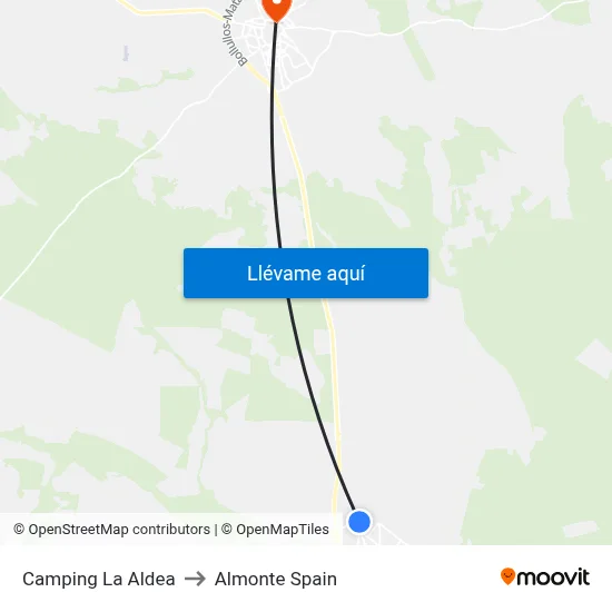 Camping La Aldea to Almonte Spain map