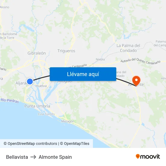 Bellavista to Almonte Spain map