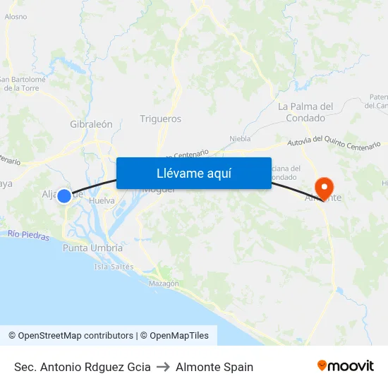 Sec. Antonio Rdguez Gcia to Almonte Spain map