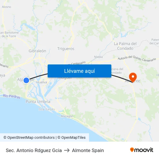 Sec. Antonio Rdguez Gcia to Almonte Spain map