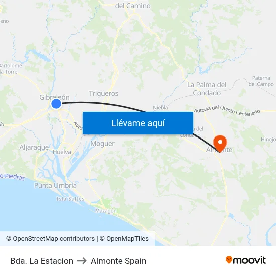 Bda. La Estacion to Almonte Spain map
