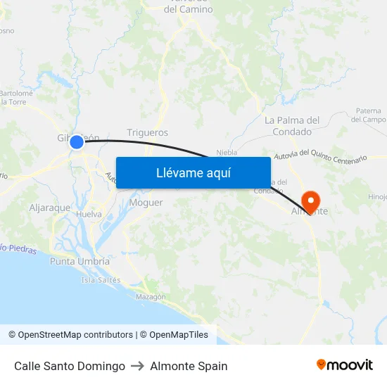 Calle Santo Domingo to Almonte Spain map