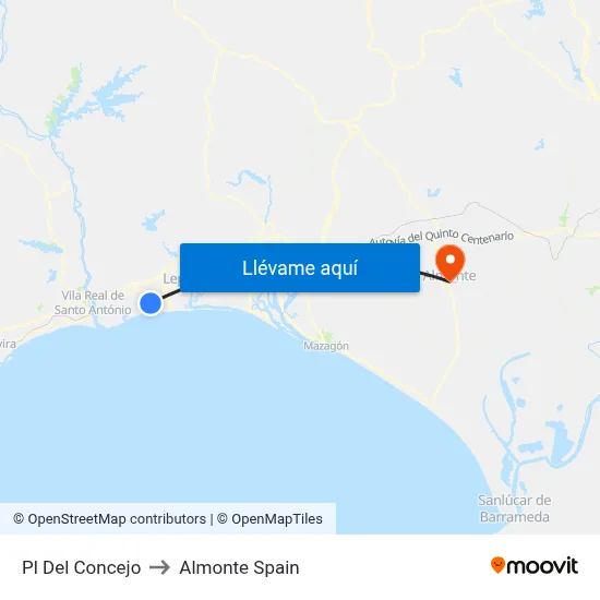 Pl Del Concejo to Almonte Spain map