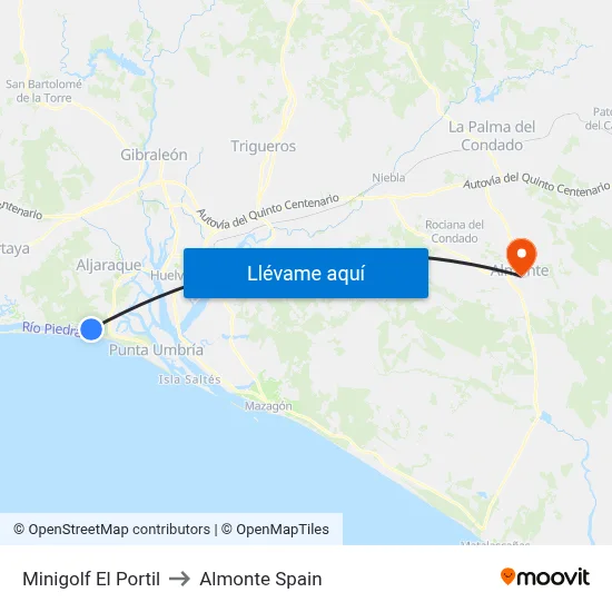 Minigolf El Portil to Almonte Spain map