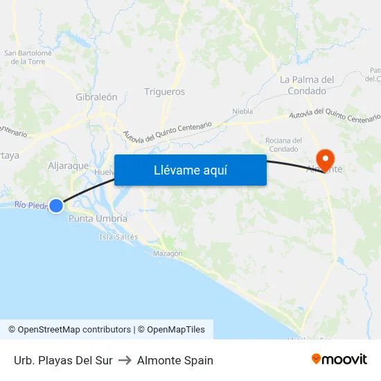 Urb. Playas Del Sur to Almonte Spain map