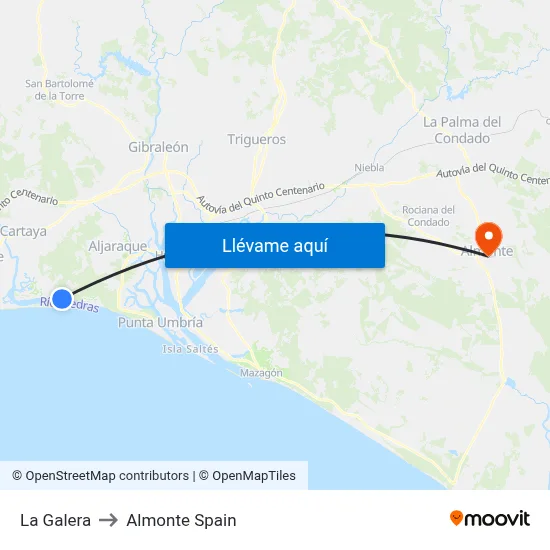 La Galera to Almonte Spain map