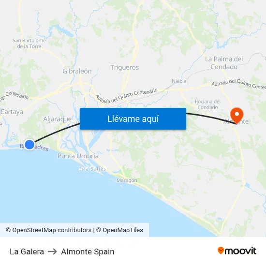 La Galera to Almonte Spain map
