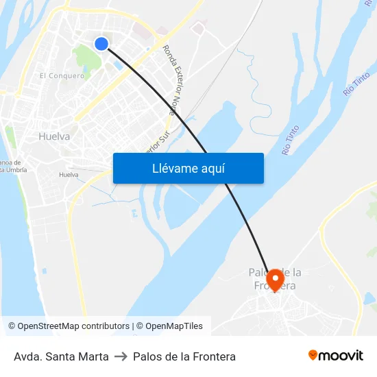 Avda. Santa Marta to Palos de la Frontera map