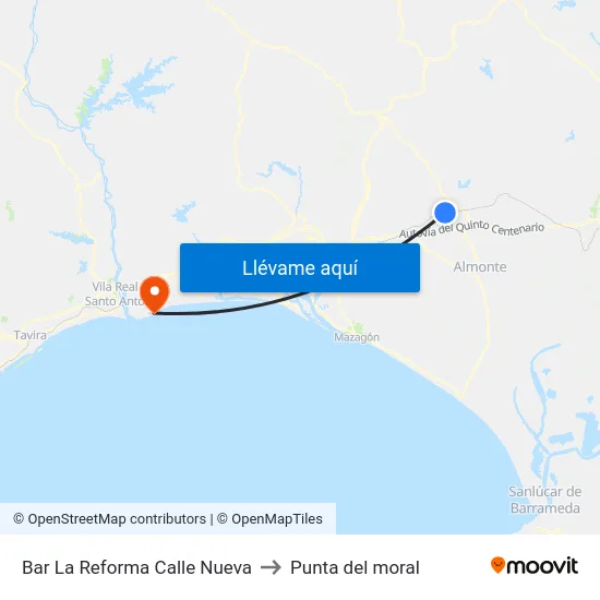 Bar La Reforma Calle Nueva to Punta del moral map