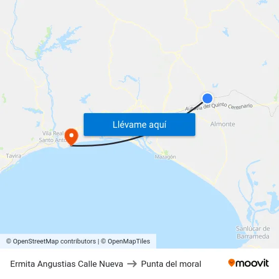 Ermita Angustias Calle Nueva to Punta del moral map