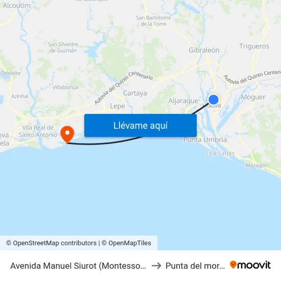 Avenida Manuel Siurot (Montessori) to Punta del moral map