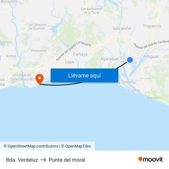 Bda. Verdeluz to Punta del moral map