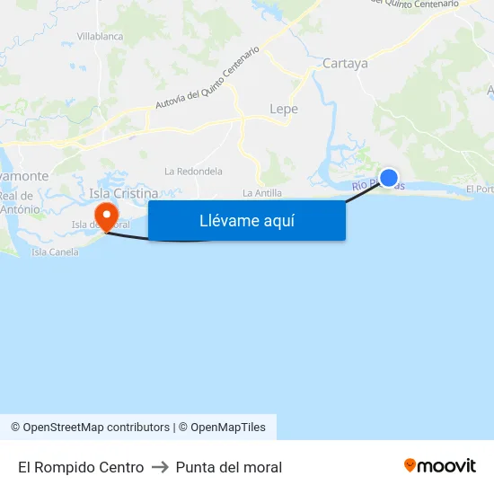 El Rompido Centro to Punta del moral map