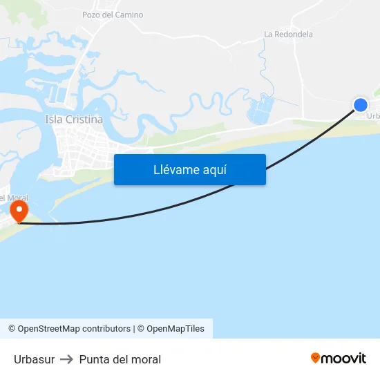 Urbasur to Punta del moral map