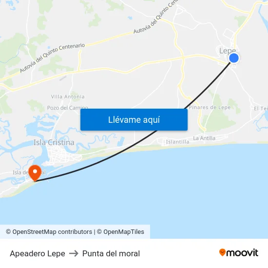 Apeadero Lepe to Punta del moral map