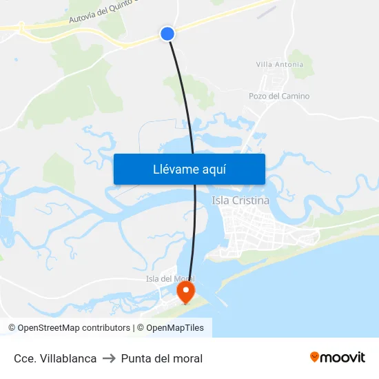 Cce. Villablanca to Punta del moral map