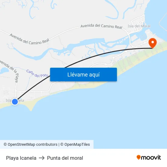 Playa Icanela to Punta del moral map