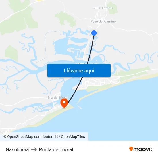 Gasolinera to Punta del moral map