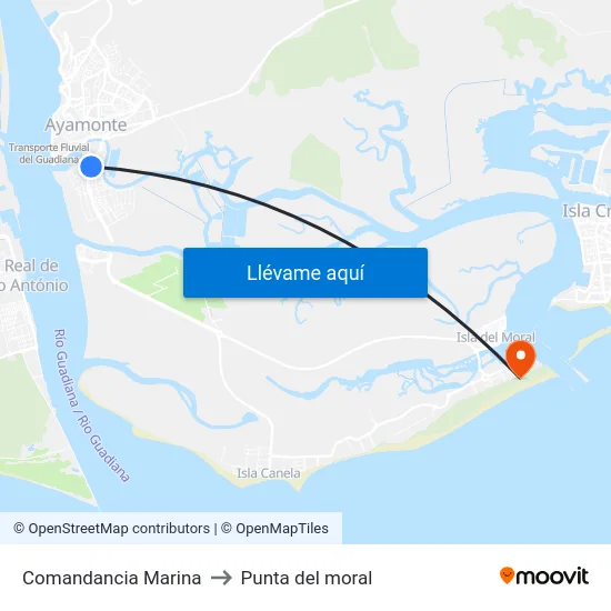 Comandancia Marina to Punta del moral map