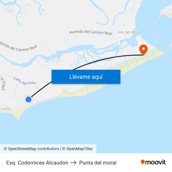 Esq. Codornices Alcaudon to Punta del moral map