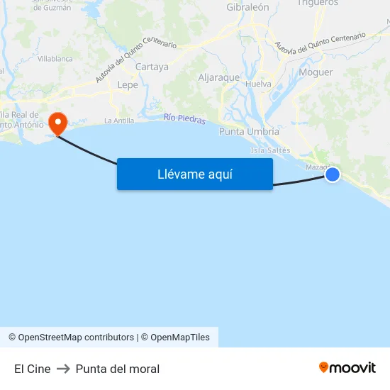 El Cine to Punta del moral map