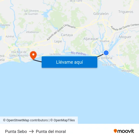 Punta Sebo to Punta del moral map