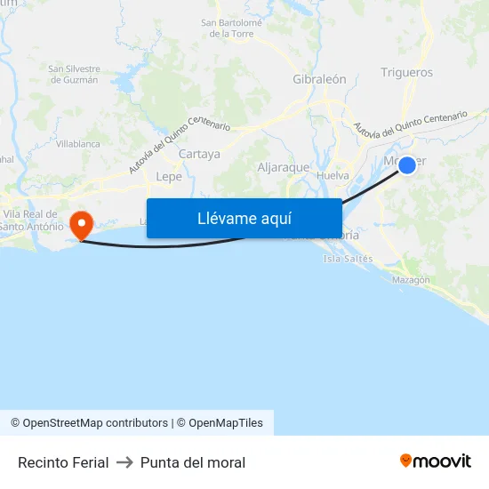 Recinto Ferial to Punta del moral map
