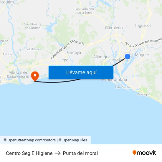 Centro Seg E Higiene to Punta del moral map