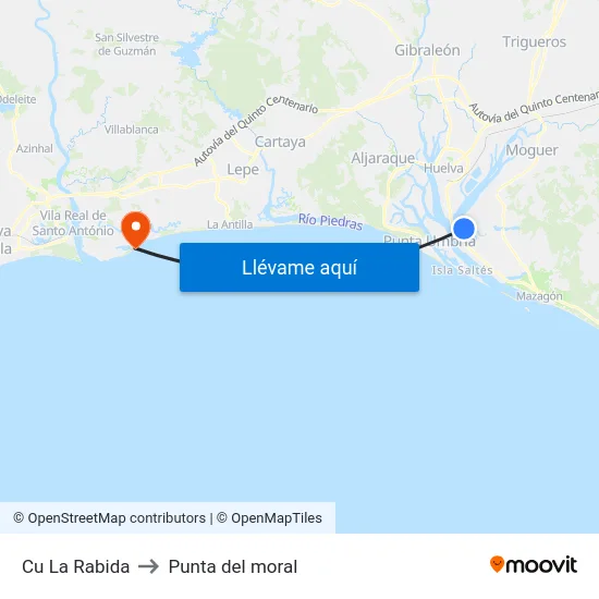 Cu La Rabida to Punta del moral map