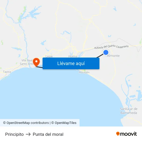 Principito to Punta del moral map